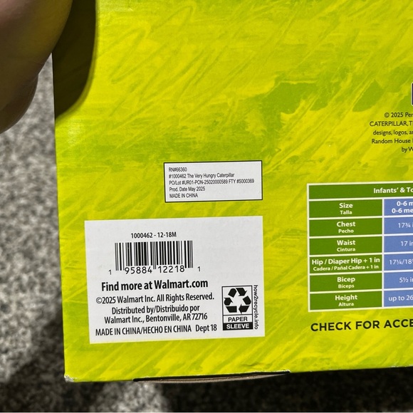 The Very Hungry Caterpillar - Child Costume 12-18 Months New With Tags! - Picture 7 of 7